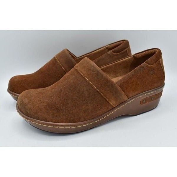 Born Womens Size 9.5 Bailie Suede Brown Glazed Ginger Closed Back Clogs Shoes