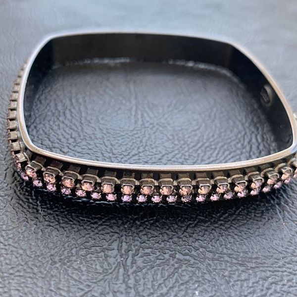 Joomi LimGunmetal Crystal Square Bangle Bracelet Signed NWOT - 150