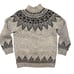 Hand knit Women's Mock Neck Grey Black Sweater 100% Icelandic Wool Fair Isle