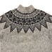 Hand knit Women's Mock Neck Grey Black Sweater 100% Icelandic Wool Fair Isle
