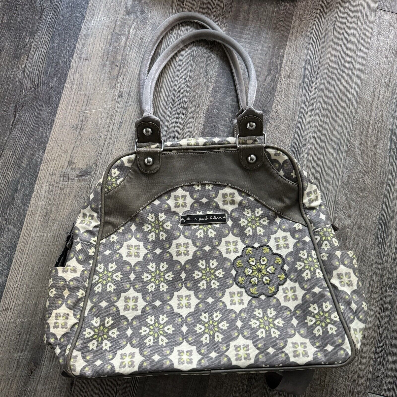 Petunia Pickle Bottom Sashay Satchel Backpack Coated Canvas Misted Marseille