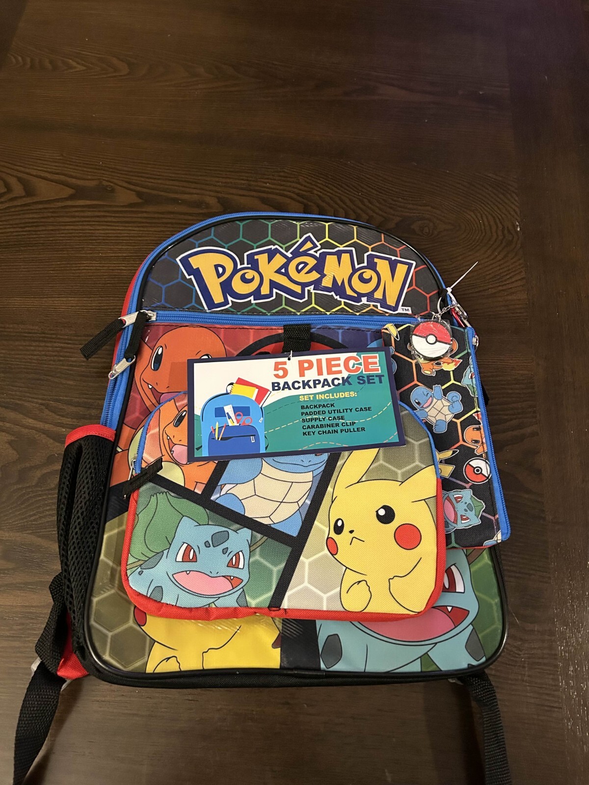 Bioworld Pokémon Starter Characters 5-Piece Backpack Set, Schoolbag