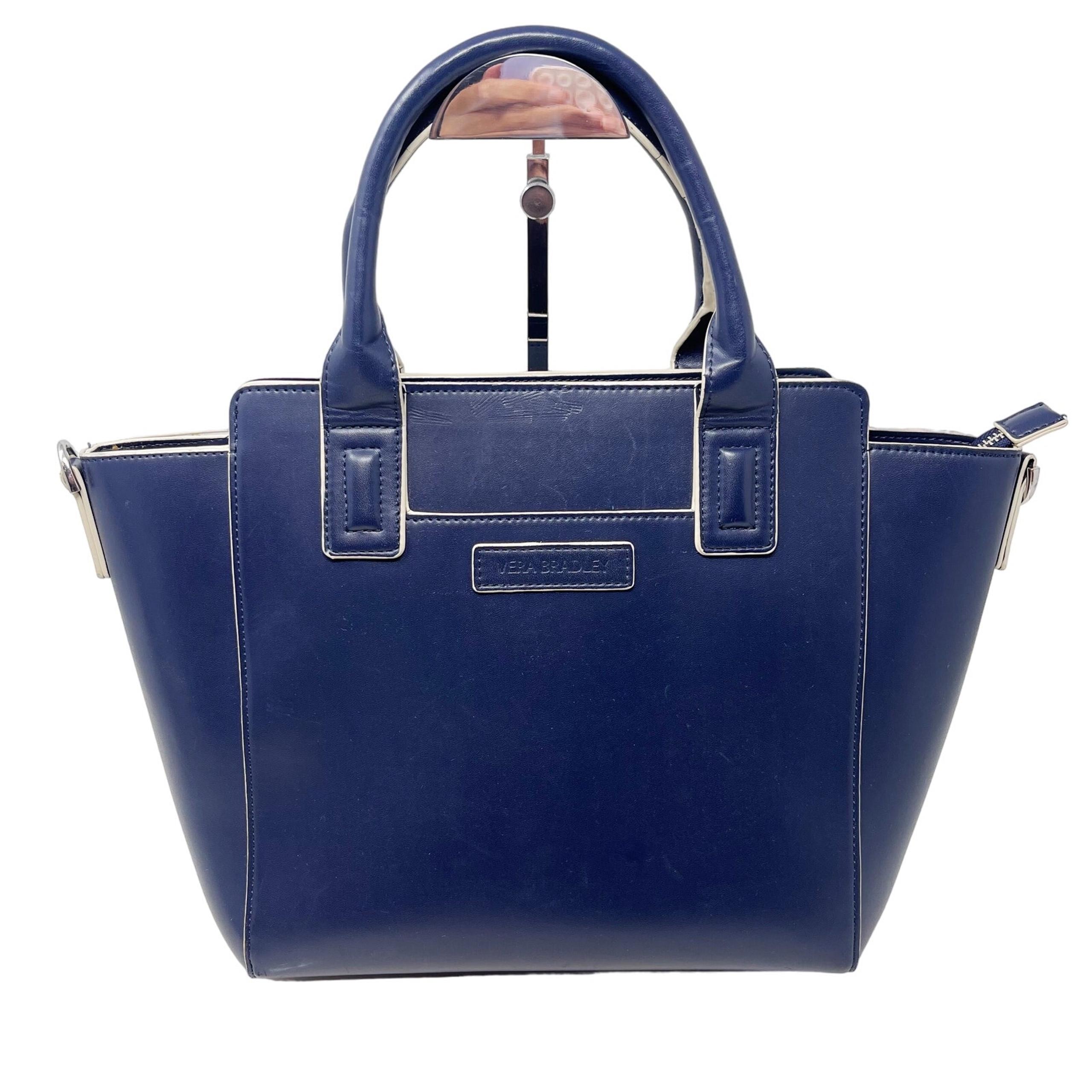 Vera Bradley Navy Blue Northbrook Tote Bag Faux Leather Vegan Crossbody Strap