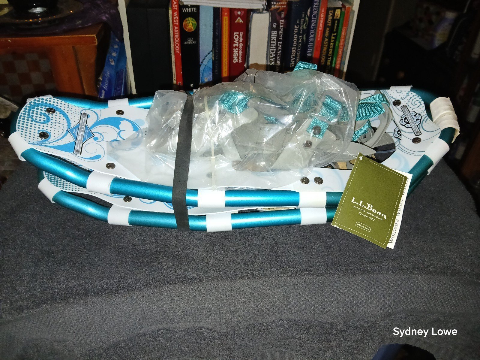 New! LL Bean Women's Winter Walker Snowshoes teal and white 25 Long 120-200lbs