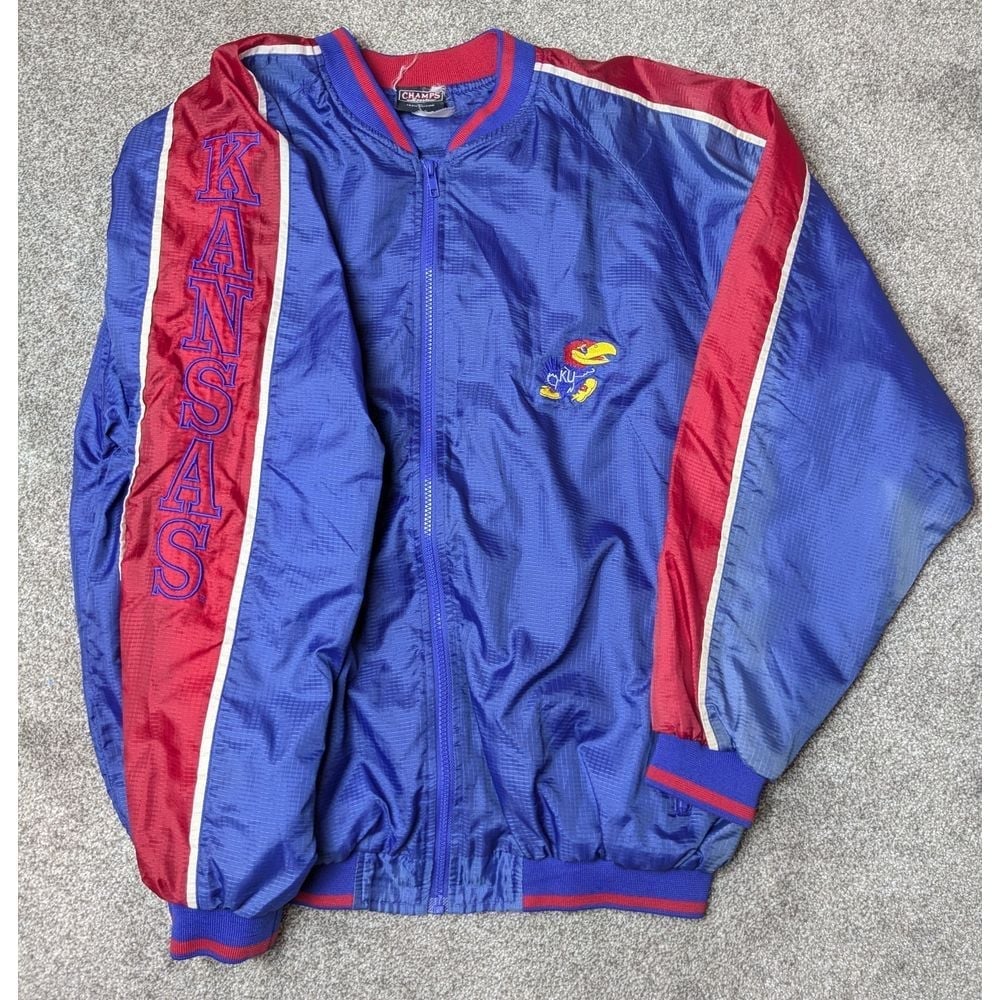 Vintage 90's Champs Sports By Team Edition Kansas Jayhawks Windbreaker Men's XL