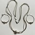 Sterling Italy triple strand necklace & matching hoops earrings with ball beads