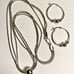 Sterling Italy triple strand necklace & matching hoops earrings with ball beads