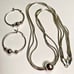 Sterling Italy triple strand necklace & matching hoops earrings with ball beads