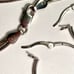 Sterling Italy triple strand necklace & matching hoops earrings with ball beads