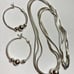 Sterling Italy triple strand necklace & matching hoops earrings with ball beads