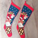 Set of 2 vintage lined needlepoint SANTA chimney Stockings Presents long