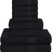 Ultra Soft 8-Piece Towel Set - 100% Pure Ringspun Cotton (Black)
