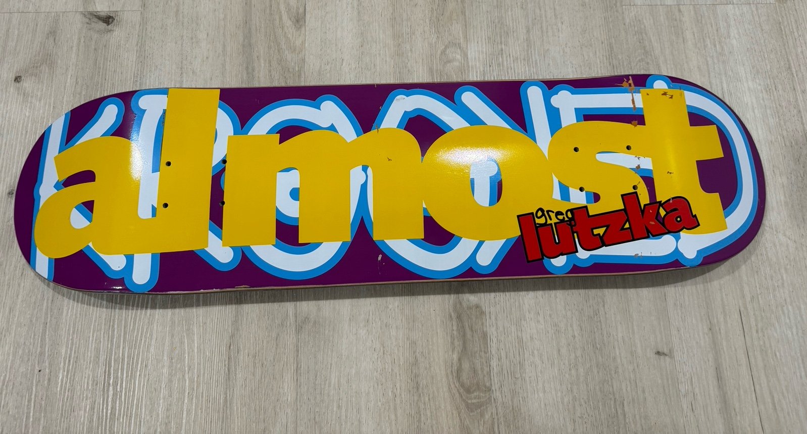 Almost skateboard deck Greg lutzka almost Krooked rip off series