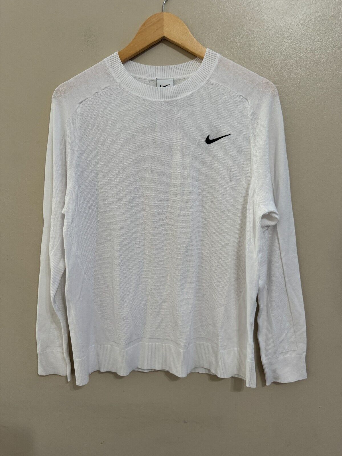Nike Golf Tiger Woods Knit Lightweight Sweater White Men's Size M DR5291-100 NEW