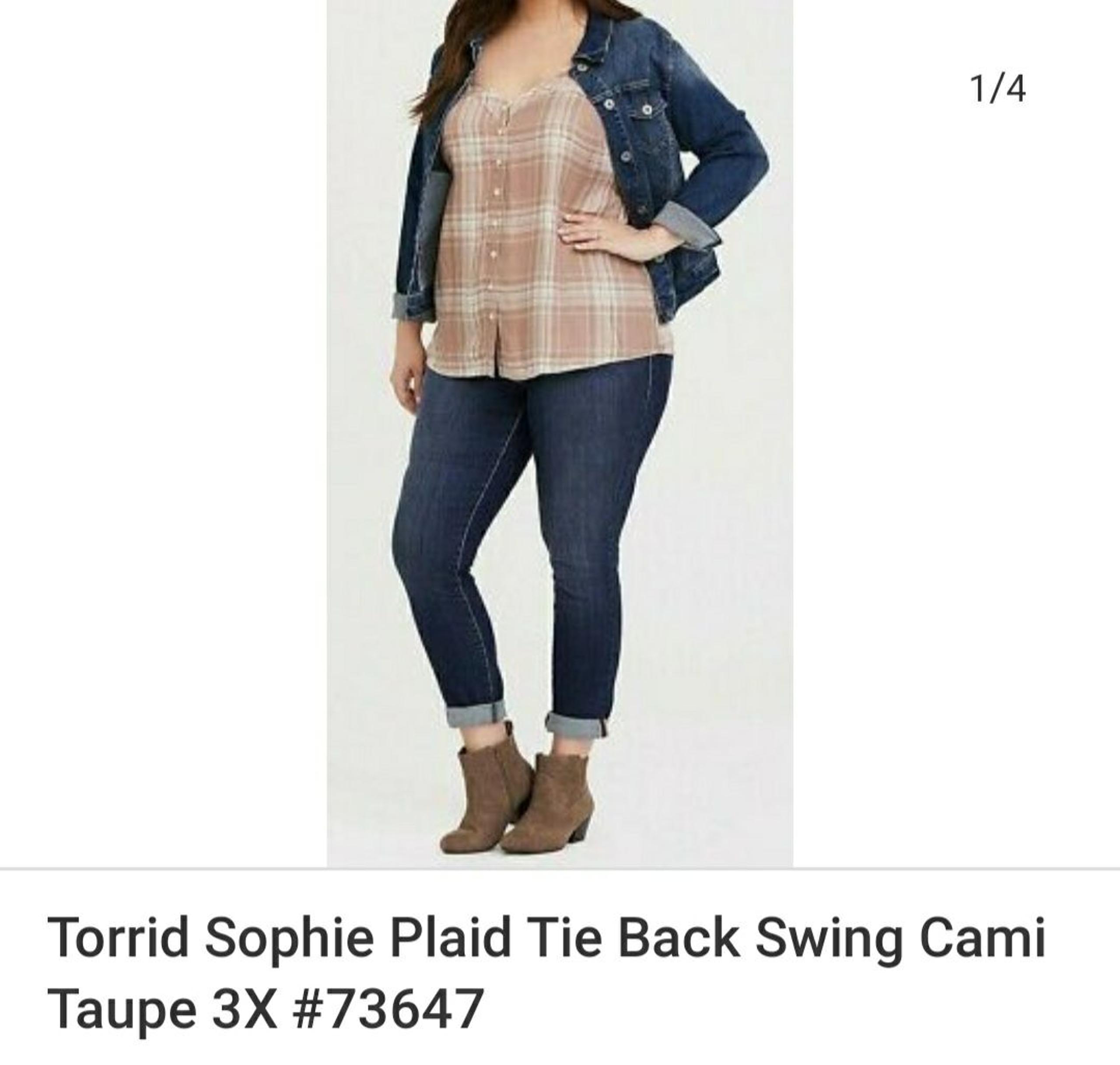 Torrid plaid tie swing cami size 3