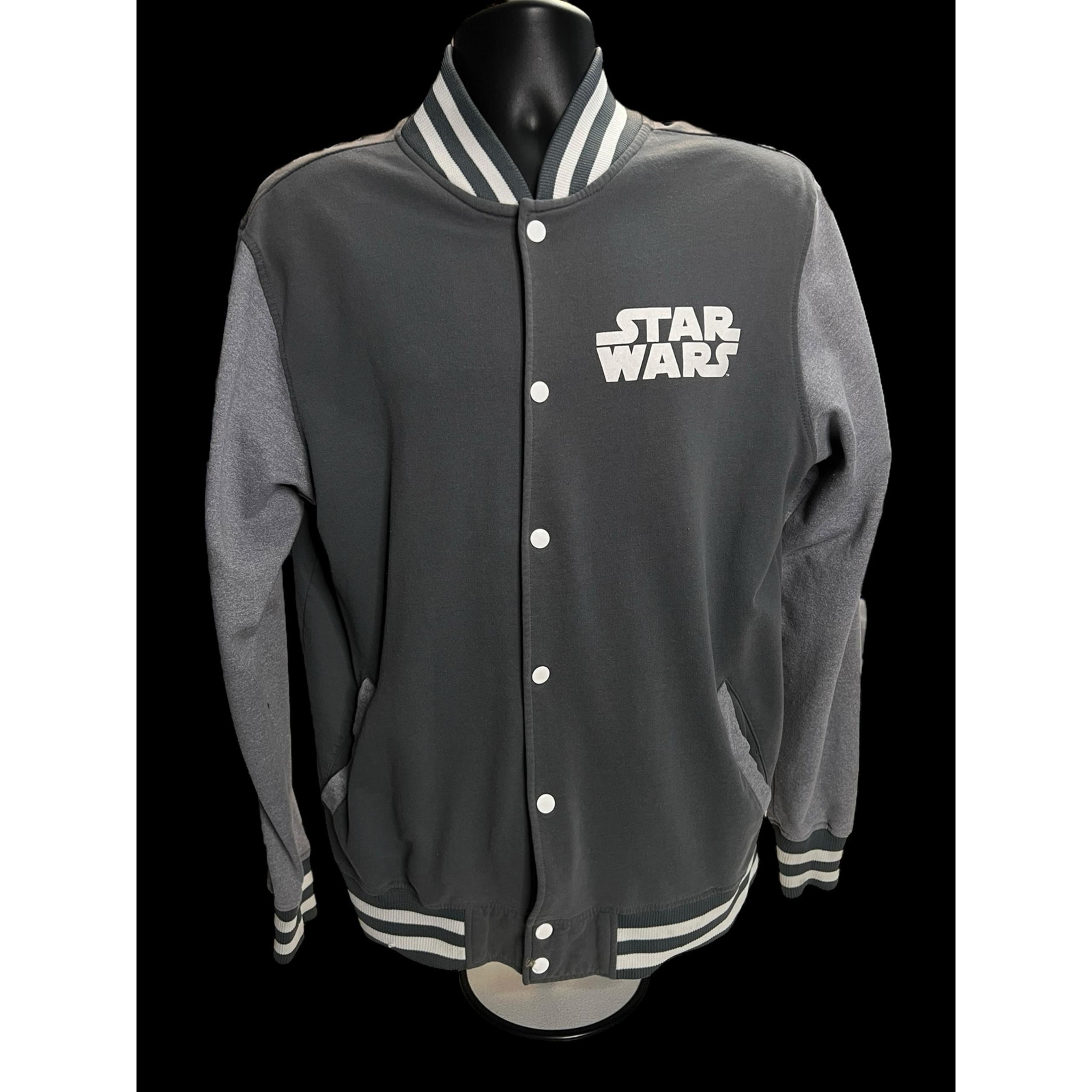 Star Wars Varsity Jacket Button Up - Gray & Black - Size Medium 38/40 LucasFilm