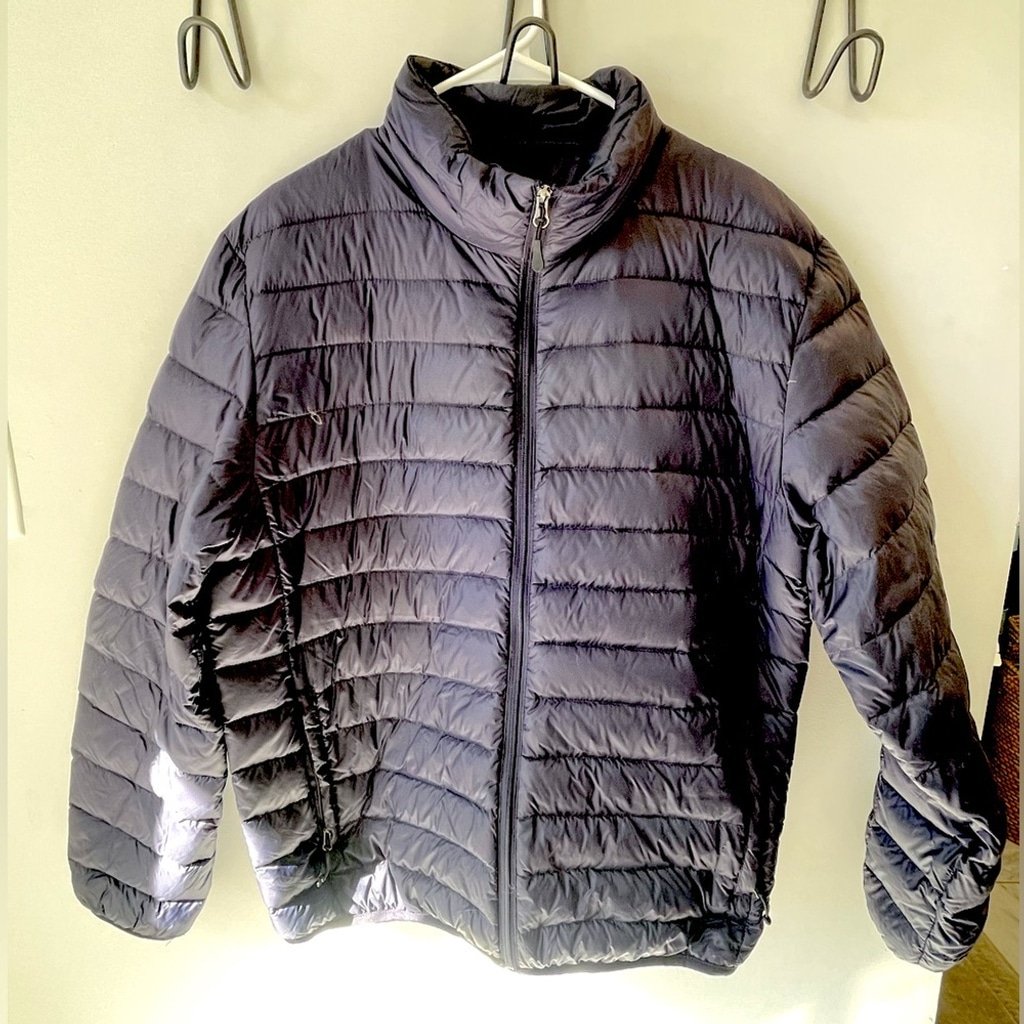 Unknown Brand/size, quilted down jacket, navy blue, clean, great condition/price