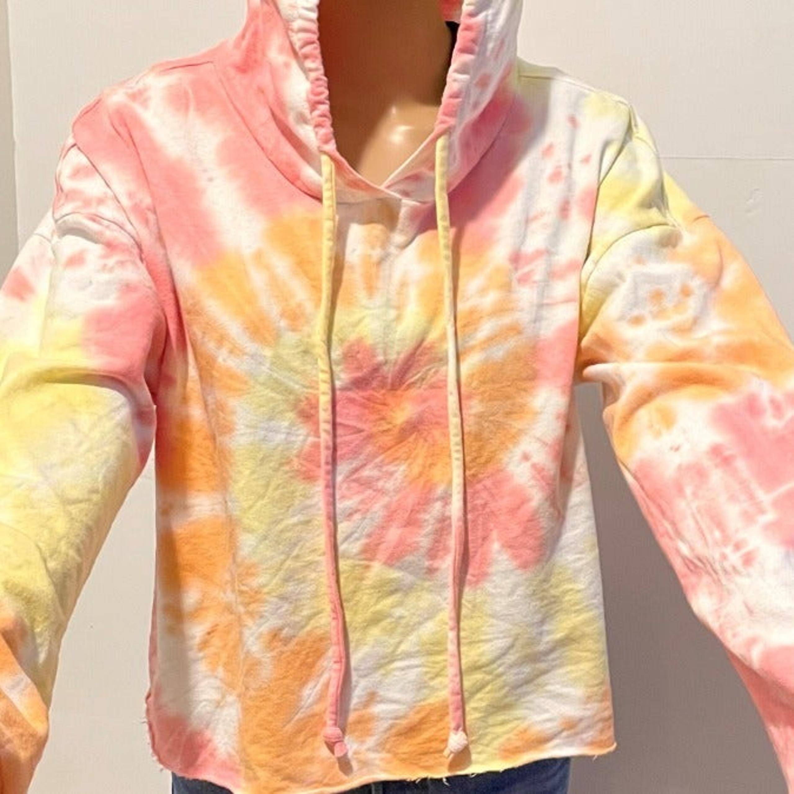NWT - Tie-Dyed Hoodie Pink Orange sweat shirt