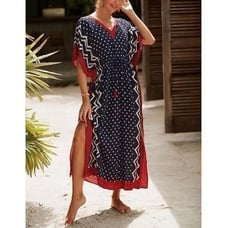 Chevron Bohemian Dotted Kaftan Dress