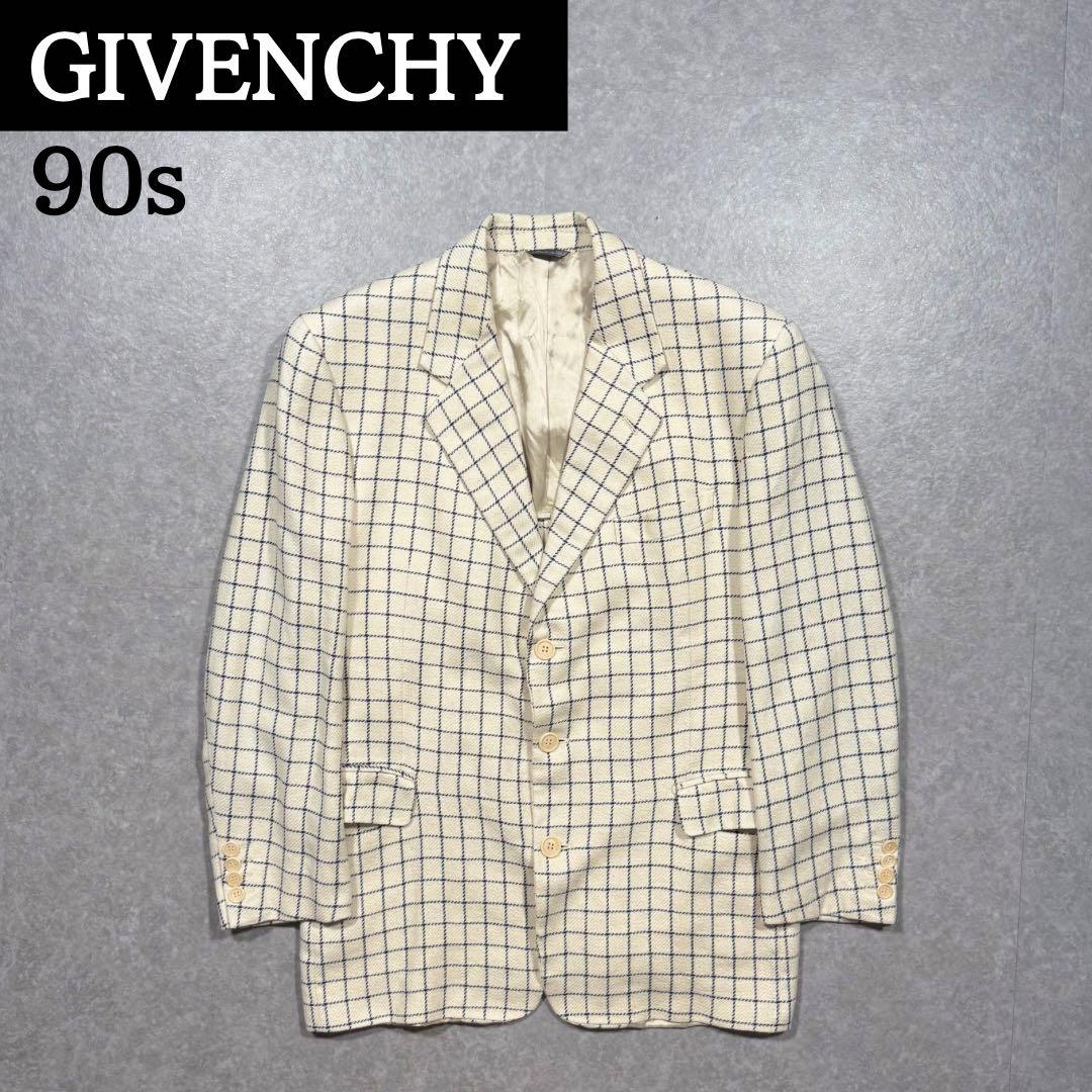 90s GIVENCHY Couture France Plaid Tartan Button Jacket Red