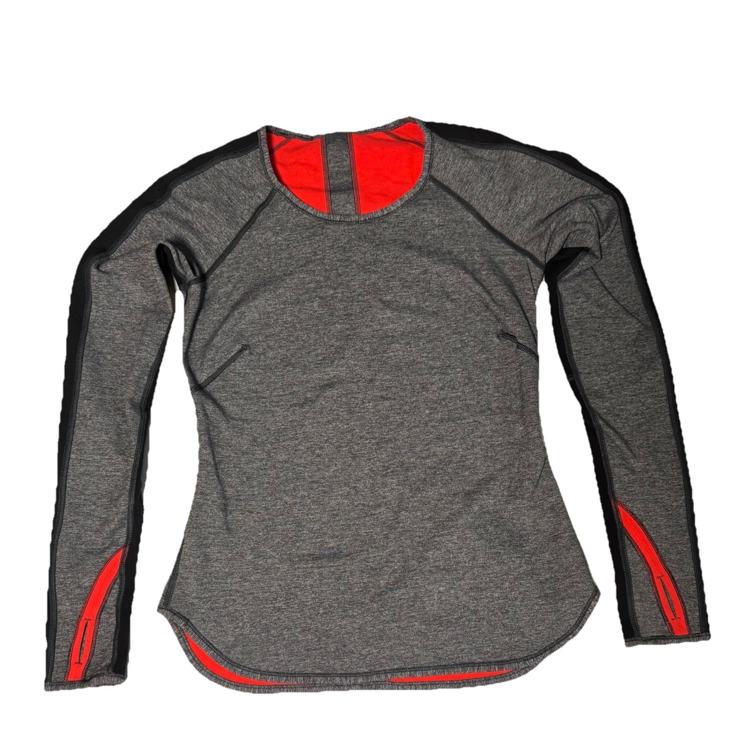 Lululemon Top Size 6/8 Red Gray Black Runder Under Long Sleeve Reversible Shirt