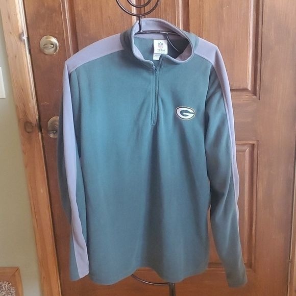 NFL Team Apparel 1/4 Zip Fleece Embroidered Green Bay Long Sleeve Sz. L Pullover