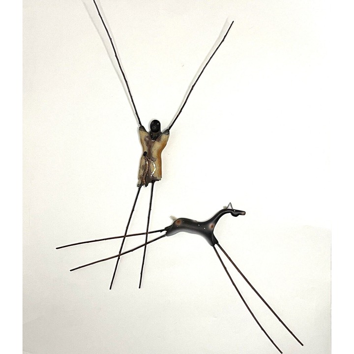 2pc Native Ethnic Figure, Horse 22 in Twig Wall Art Primitive Southwest African