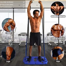 Exercise Equipment with Resistance Bands Bar, Muscle Build Workout Equipment