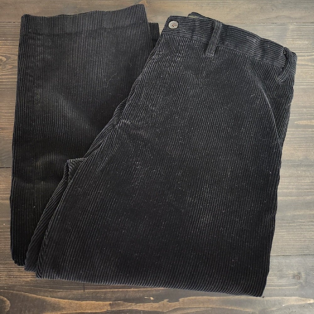 Eddie Bauer Men's Corduroy Flat Front Classic Fit Pants Black 38X34 100% Cotton