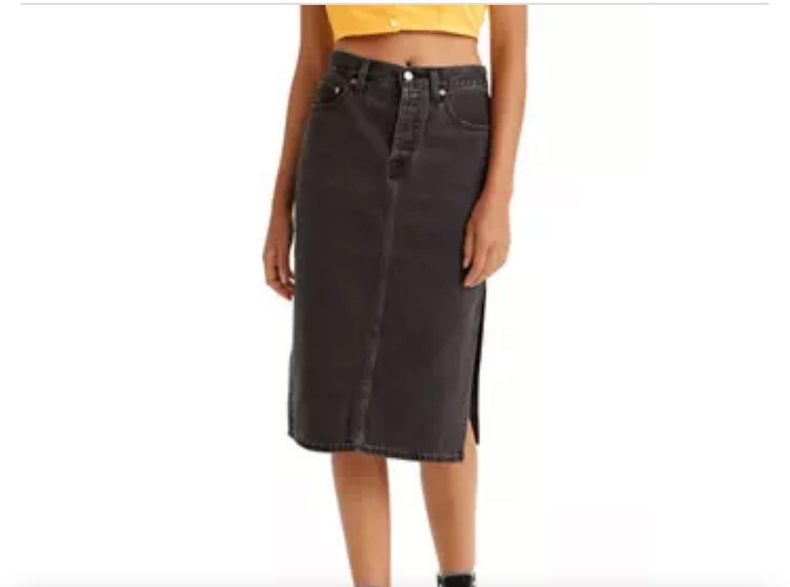 NEW LEVI’S DENIM MIDI SIDE SLIT SKIRT SZ 27