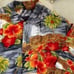 Jack Hollywood Hawiian Button Up Shirt Hibiscus Flower Palm Trees M