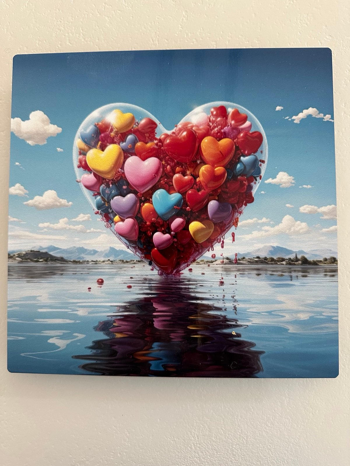 Art Print of Colorful Hearts 8X8 ready to hang