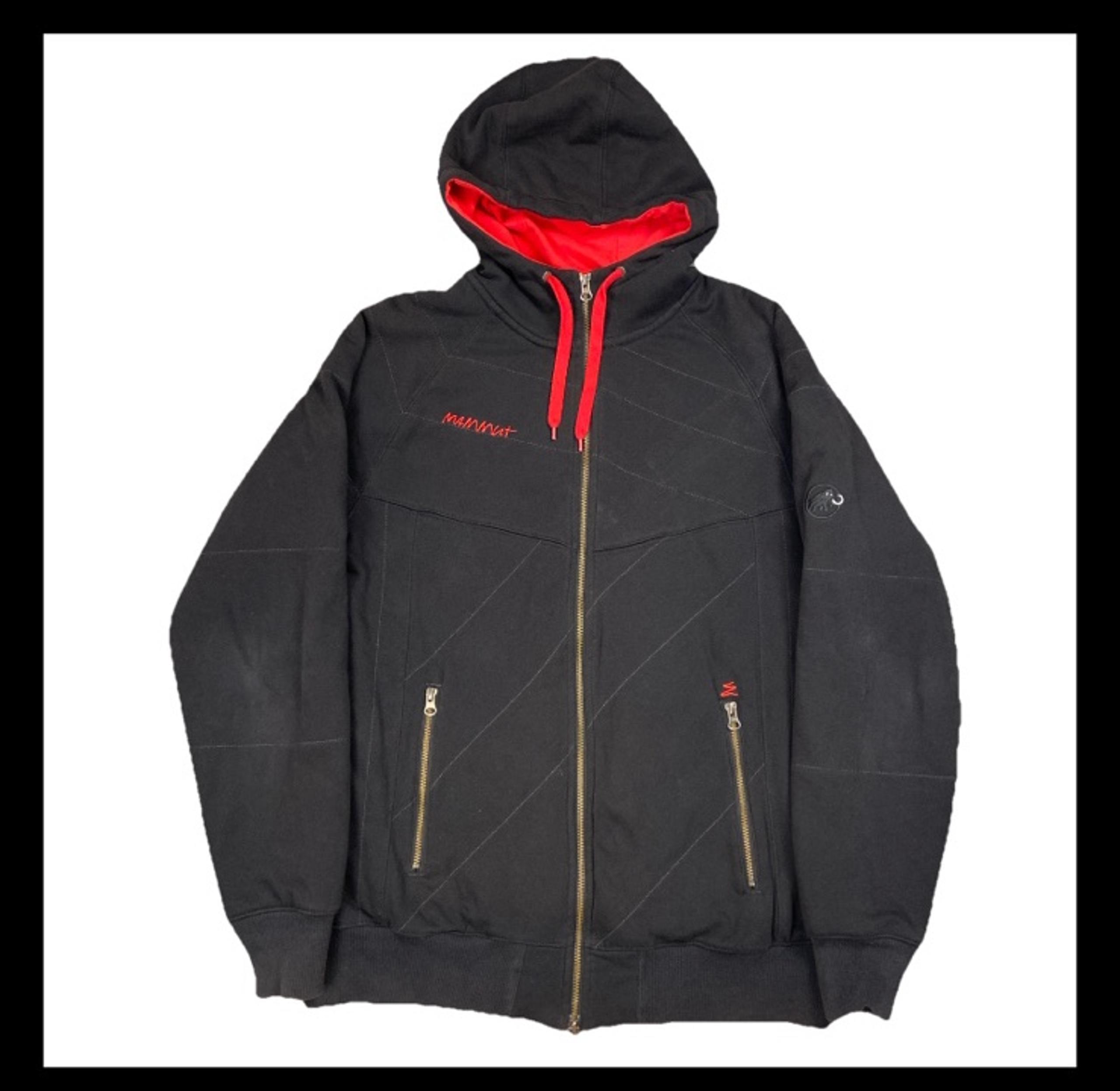 Mammut Hoodie Jacket Full Zip Men’s Large Heavy Weight Black Red Winter