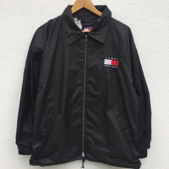 Tommy Hilfiger Tommy sports Jacket Mens black vintage windbreaker