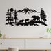 Metal Wall Decor, Metal Bear Family Art, Tree Mountain Decoration