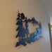 Metal Wall Decor, Metal Bear Family Art, Tree Mountain Decoration