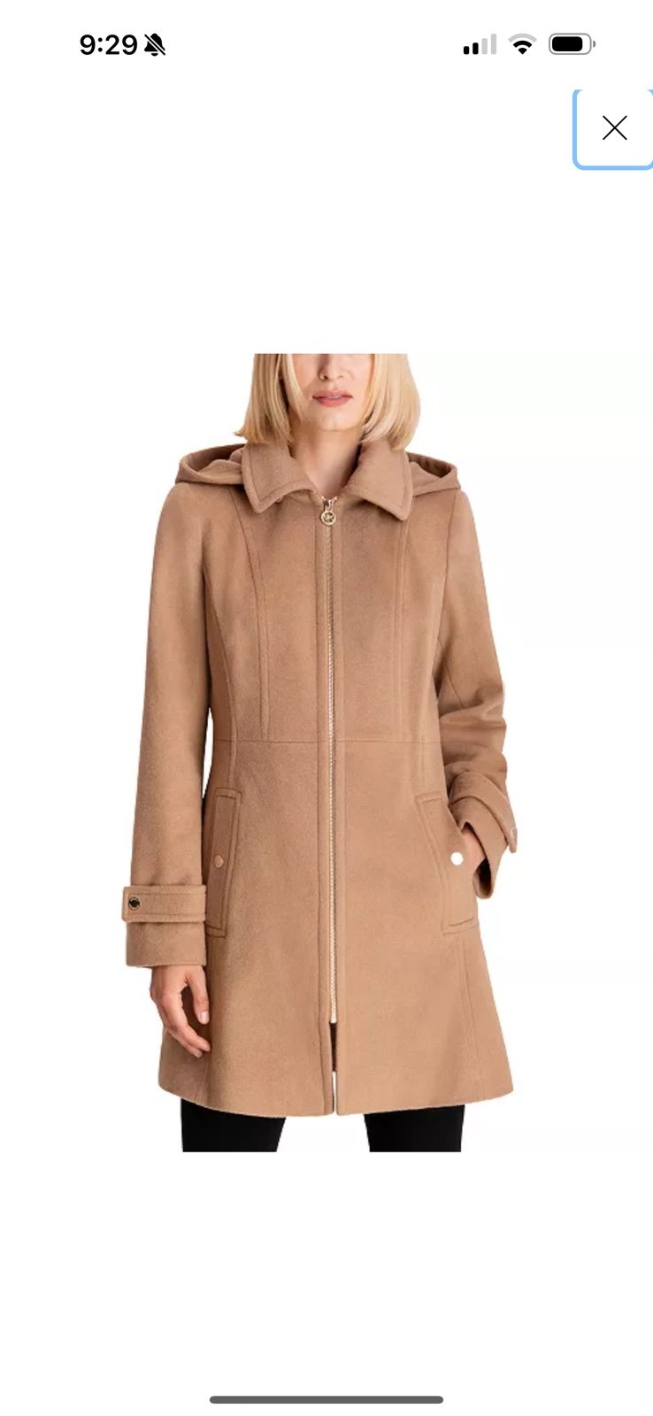 Michael Kors hooded brown coat Petite