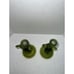 Vintage MCM Set Fostoria “Rebecca At The Well” Green Frosted Candlestick Holders
