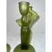 Vintage MCM Set Fostoria “Rebecca At The Well” Green Frosted Candlestick Holders