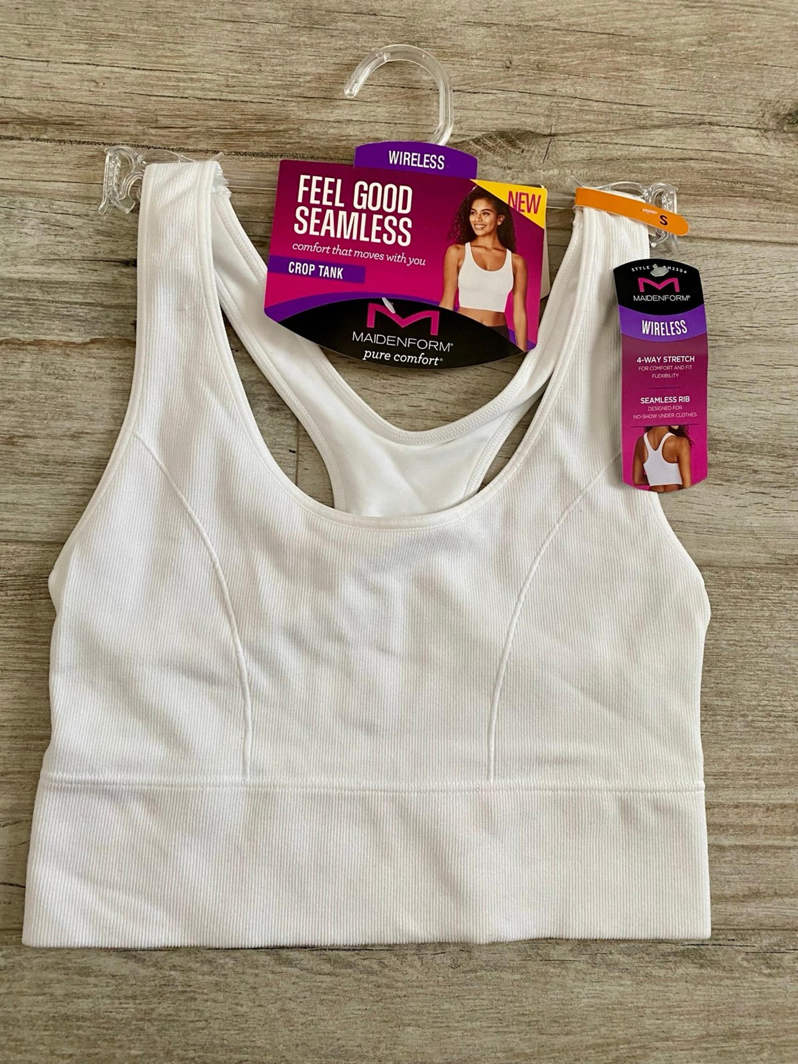 Maidenform Sporty Racerback Sports Bra White Wireless  Womens Size S Small NWT