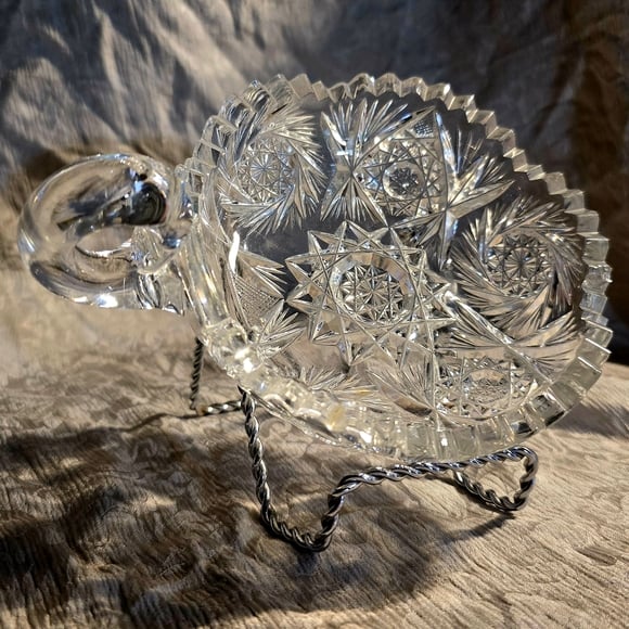 American Brilliant Cut Glass (ABCG) crystal nappy candy dish prior 1910