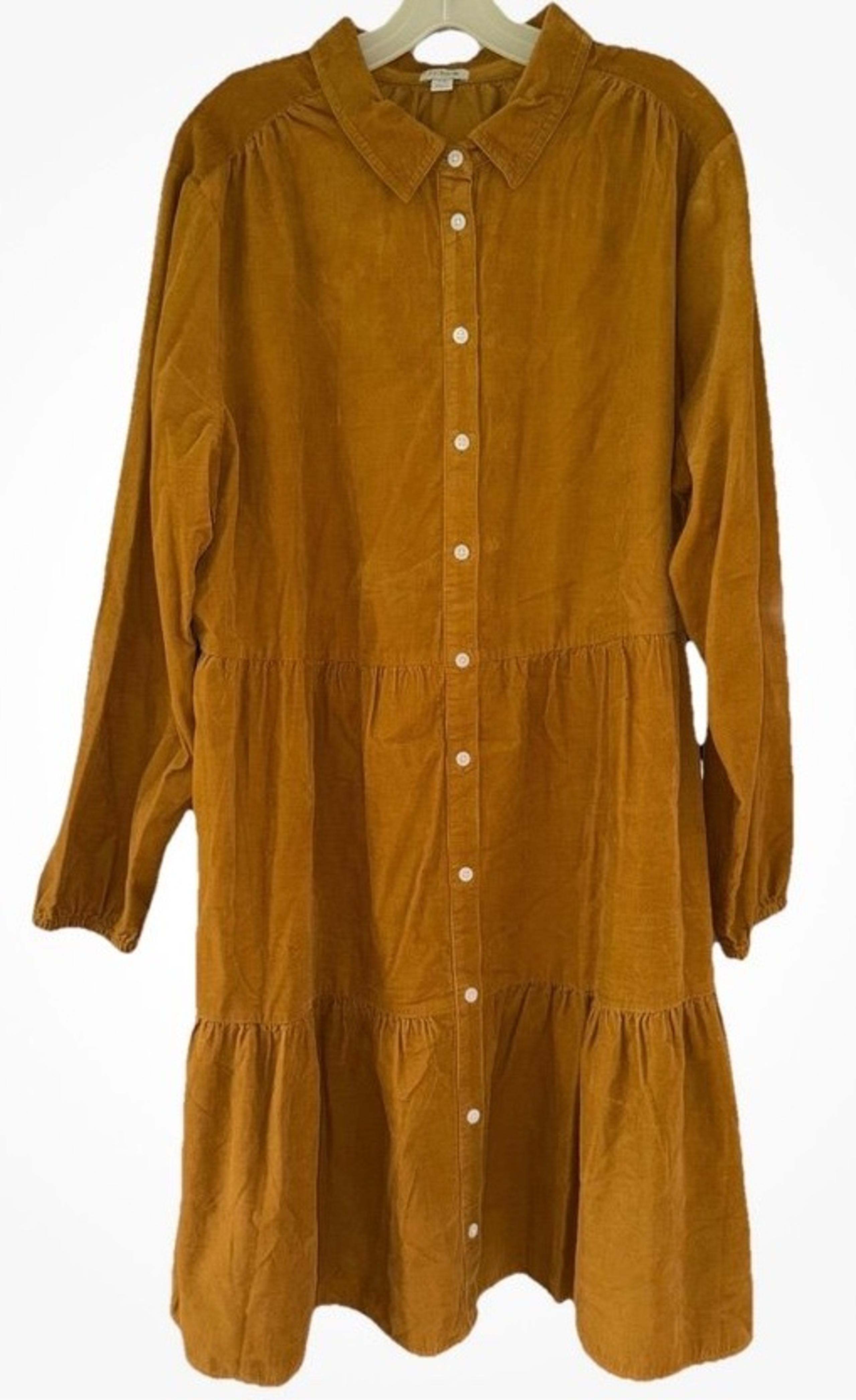 J.CREW Micro Corduroy Knee Length Women’s Girl’s Tiered Dress Size 20 EUC Brown