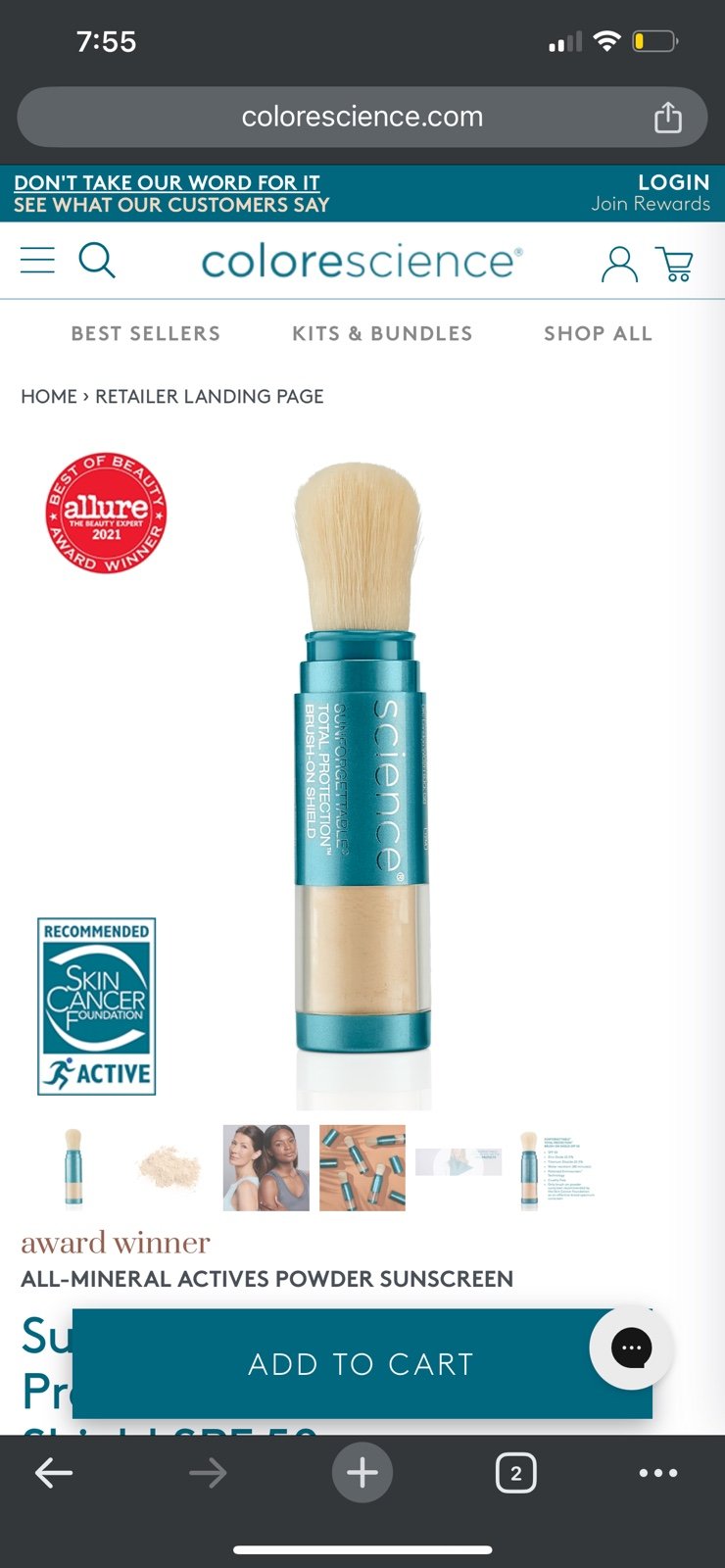 Sheer matte SPF brush on