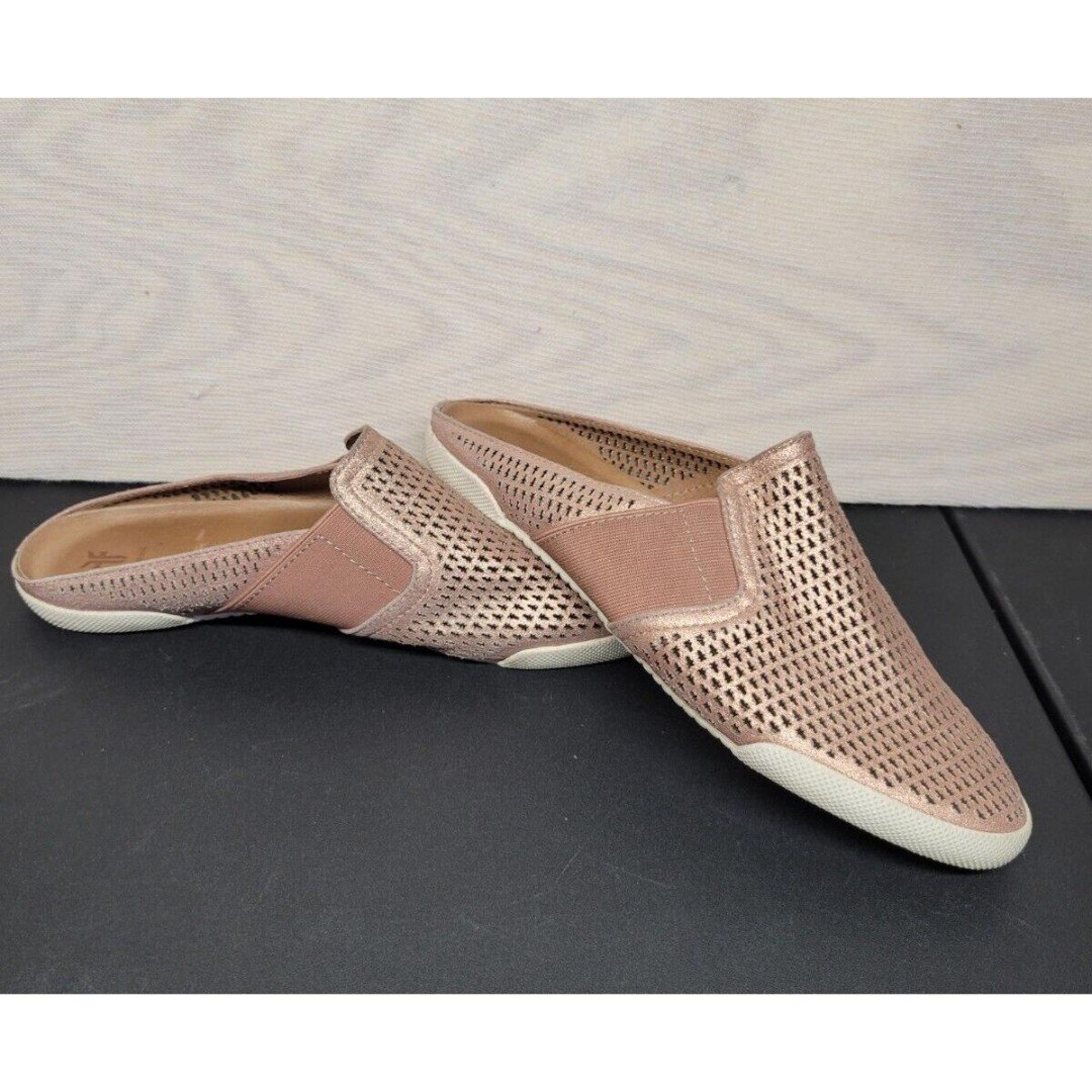 Frye Women's SZ 8.5 Mule Slide Flat Shoes Woven Leather Pink Slip On