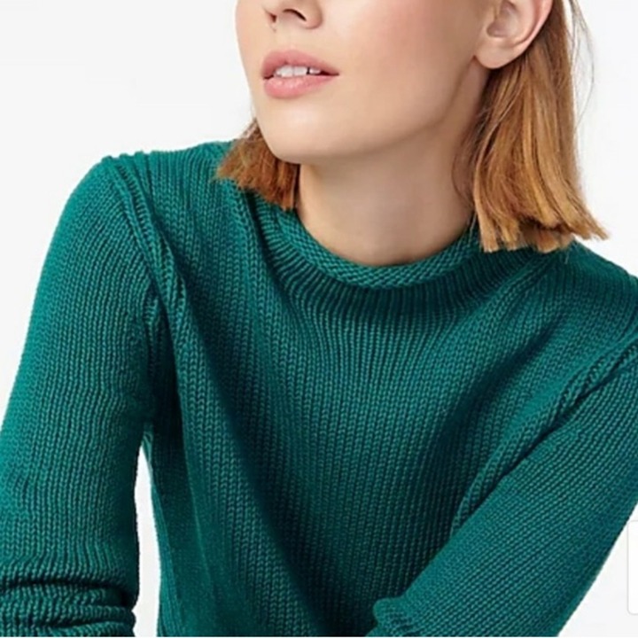 J. Crew Always Roll Neck 1988 Knit Cotton Pullover Sweater Spicy Jade Green XS
