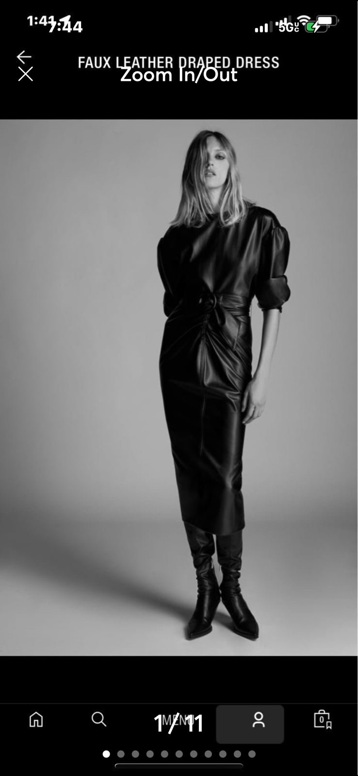Zara faux leather drapes dress