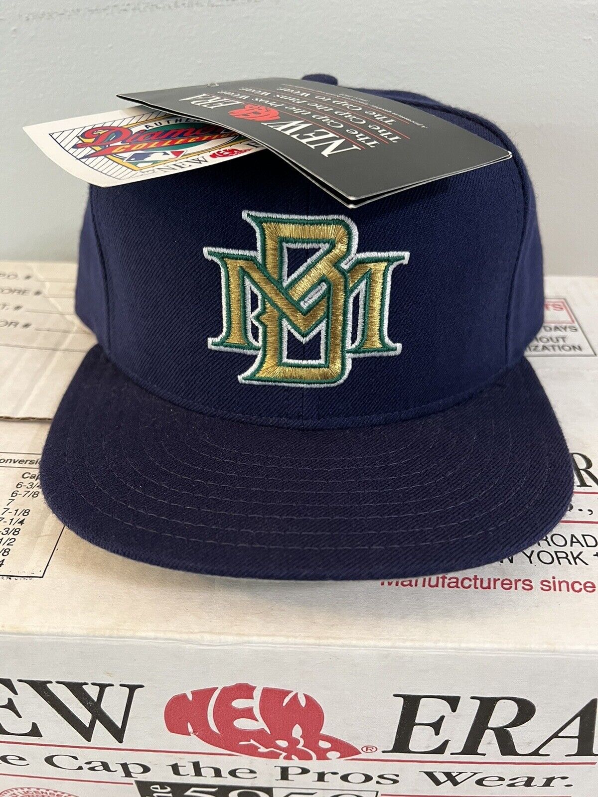 Vintage 1994 1995 1996 New Era Milwaukee Brewers 5950 Pro Model Hat Size 7 7/8