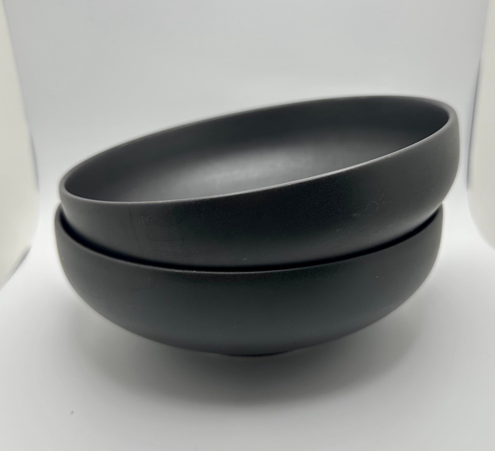 Furio Worldview Onyx Matte Black Stoneware Soup Cereal Bowl set 2 Rare