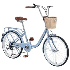 22 Girls City Bike w/ Basket, 7 Speed, Steel Frame