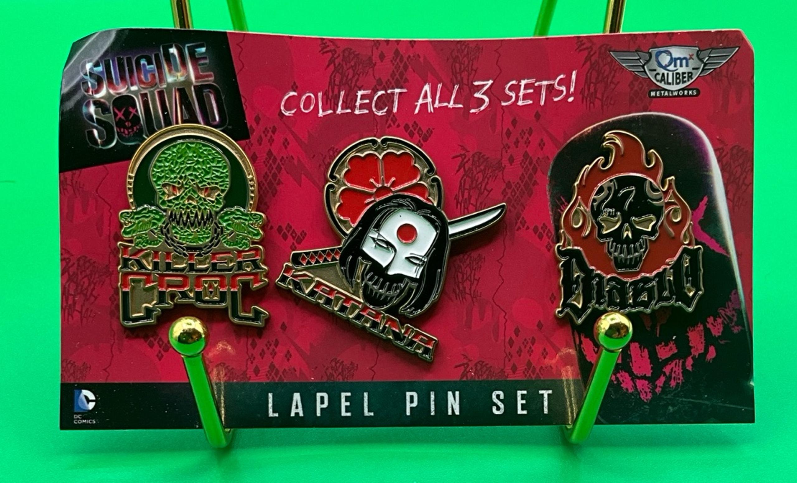 New Suicide Squad 3 Pin Set Killer Croc Katana Diablo Enamel Pin QM DC Comics